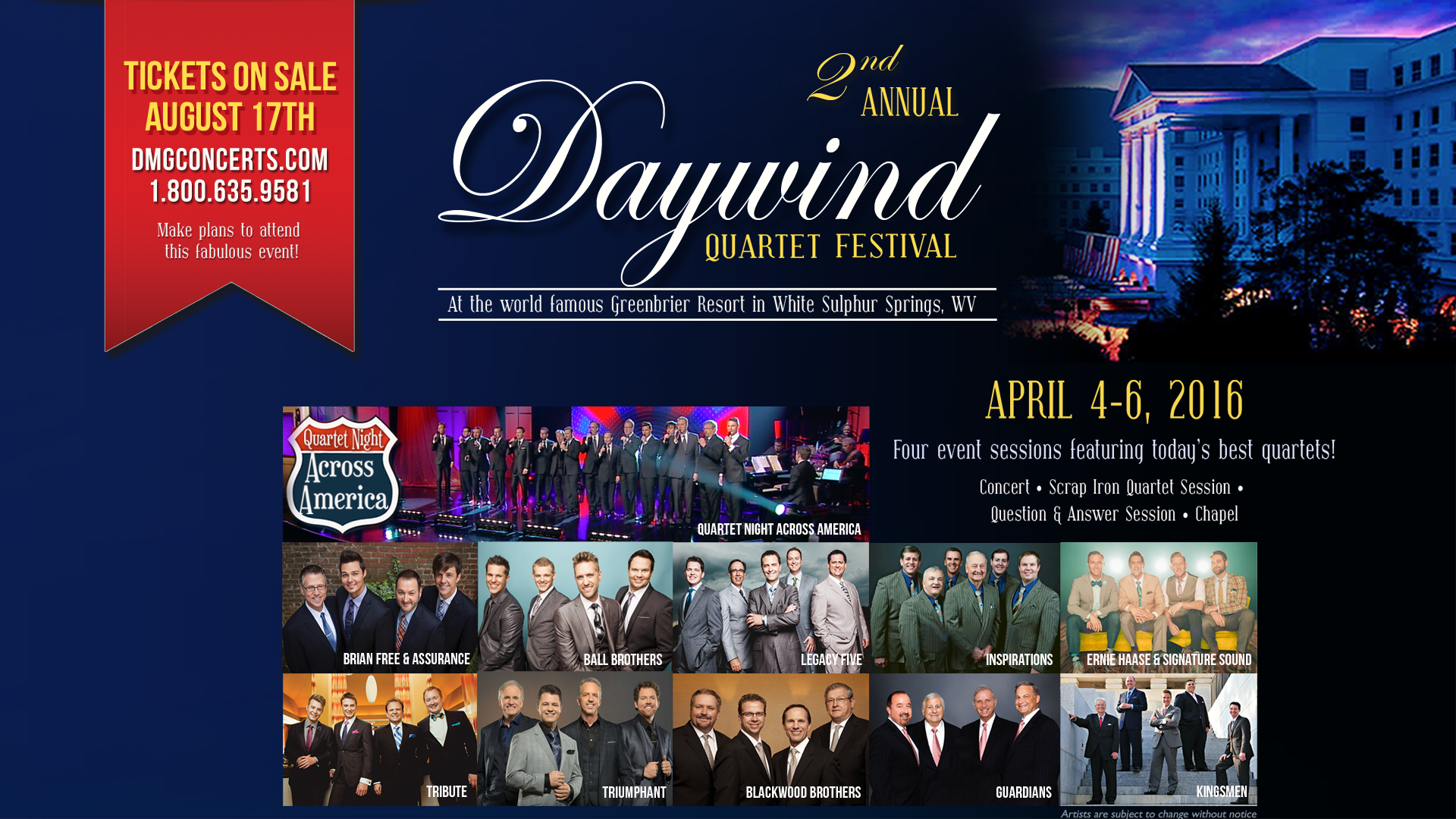 Daywind Quartet Festival at The Greenbrier Earlybird Special Ends Thursday